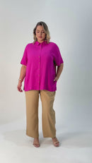 Camisa feminina plus size em viscolinho elegante